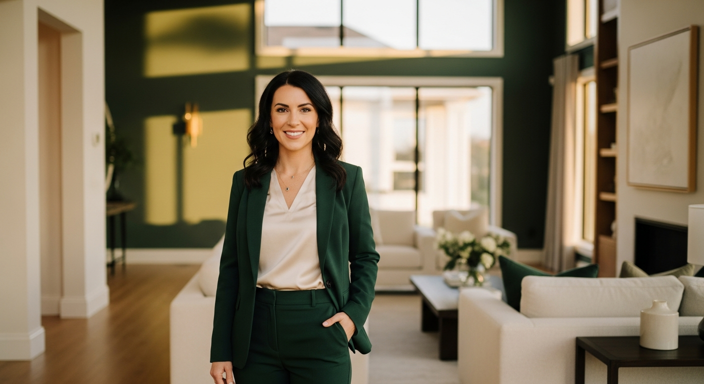Real estate agent at a luxury home shoot